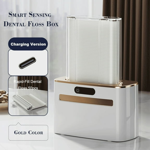 Gnmfd Intelligent Automatic Floss Box with Sensor, Rechargeable or Battery Option Dental Flosser Storage for Home Restaurant Hotel, Hygienic One-Hand Dispensing for Oral Care