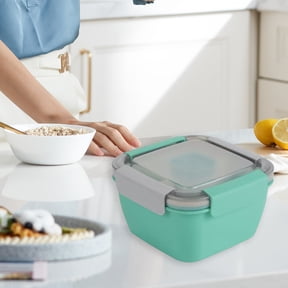 Gnmfd Japanese Style Double Compartment Lunch Box Sealed Microwaveable Bento Box for Office Workers Adults, Large 38oz Portion with Divider and Included Fork, Picnic Travel Meal Prep Storage