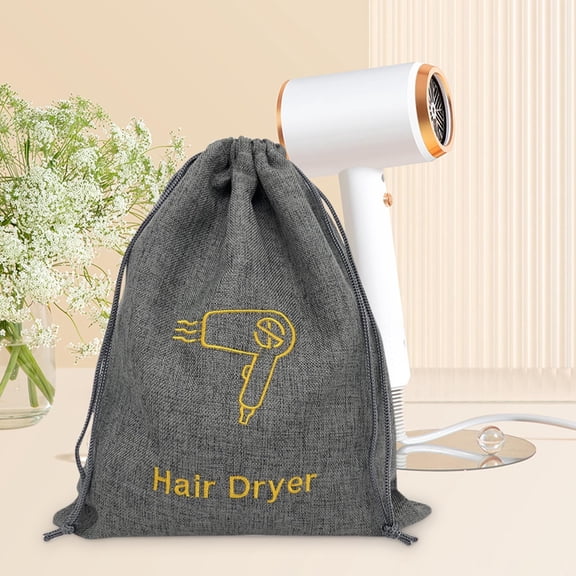 Gnmfd Jute-Like Drawstring Storage Bag for Hair Dryers, Dustproof Travel Organizer for Beauty Tools, Breathable, Multi-Functional Storage for Hair Care Appliances and Accessories