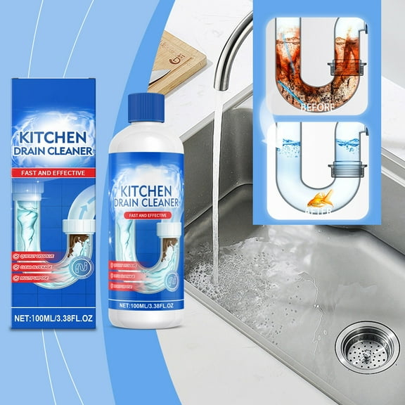 Gnmfd Kitchen Drain Dredging Agent 100ml, Hair Grease Unclogger for Sink Pipes Floor Drains, Fast and Effective Blockage Removal, Safe and Easy to Use for Home Kitchen Bathrooms