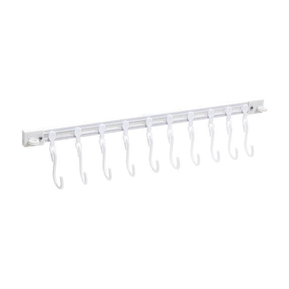 Gnmfd Kitchen Sliding Rail Hook Organizer, Multifunctional Wall Mounted Adjustable Hanging Rack For Pots Pans Utensils Bathroom Bedroom Storage Decluttering Decor