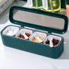Gnmfd Kitchen Spice Jar Organizer with 4 Grid Seasoning Box, Wide Mouth Containers with Measuring Spoons for Pepper Salt Herbs, Countertop Storage for Home Cooking Meal Prep