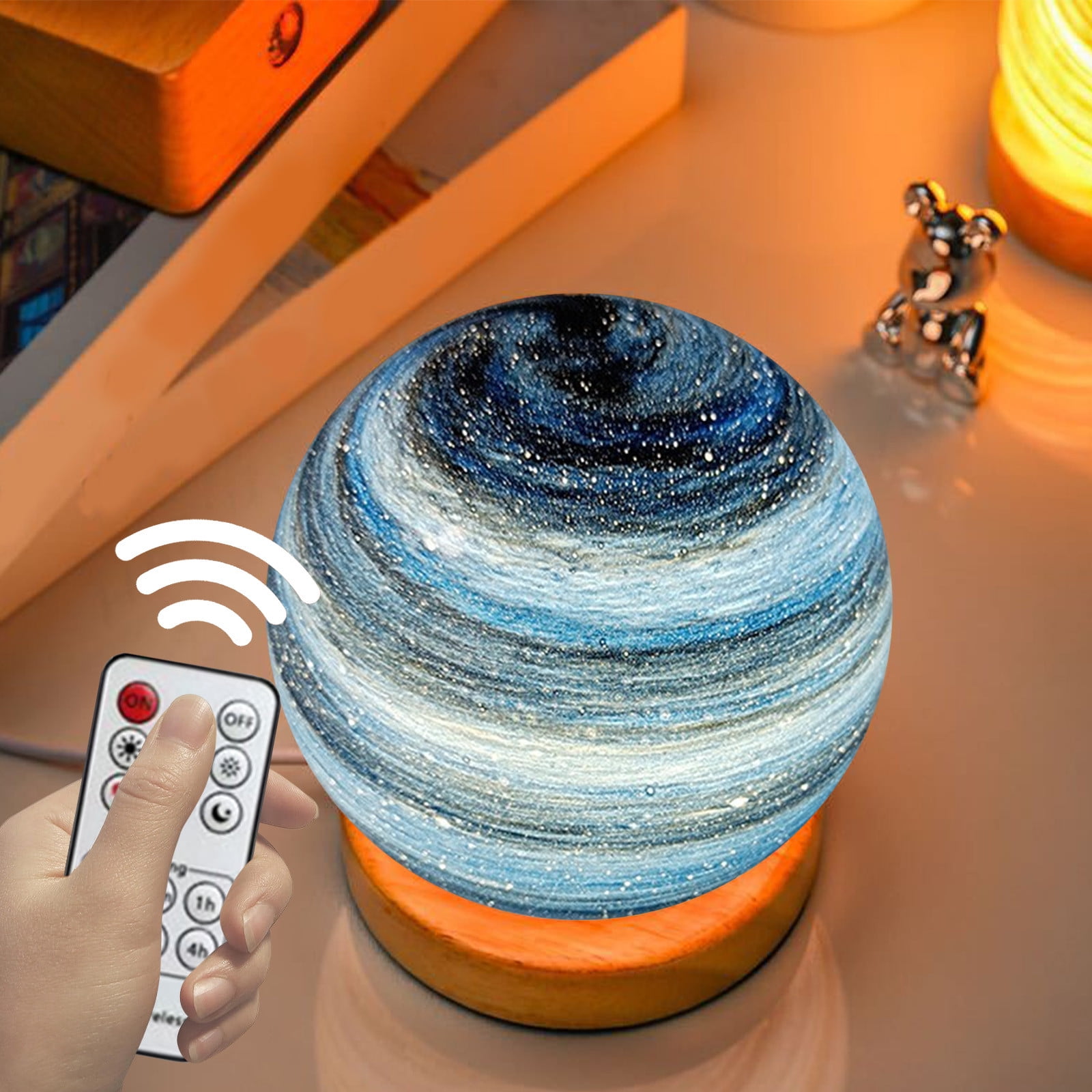 Gnmfd LED 3D Dimmable Planet Glass Ball Night Light USB Powered Mood Lamp for Bedroom, Bedside Table, Home Decoration, Romantic Night Light Gift, Lights for Room, Night Lights Plug Into Wall