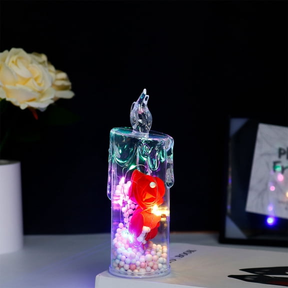 Gnmfd LED Simulation Electronic Candle Rose Night Light, Flameless Romantic Bedroom Bedside Heart Decoration, Safe Holiday, Christmas, Party, Wedding, Tea Lights Candles, LED Lights for Bedroom