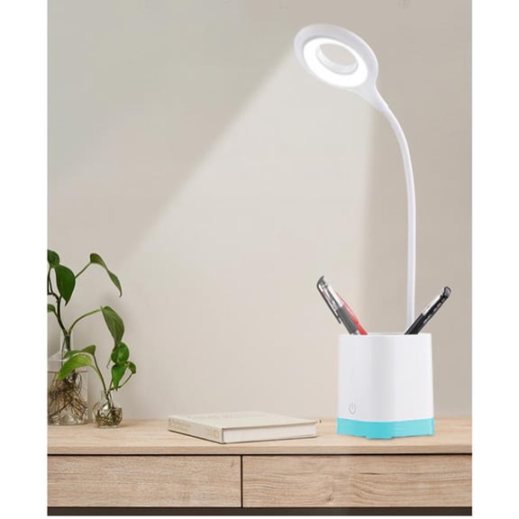 Gnmfd LED Smart Feel Dimming Bedside Table Lamp with Pen USB Rechargeable Student Eye Protection Study Lamp for Bedroom Dorm Desk Night Lights Plug Into Wall LED Lights for Study