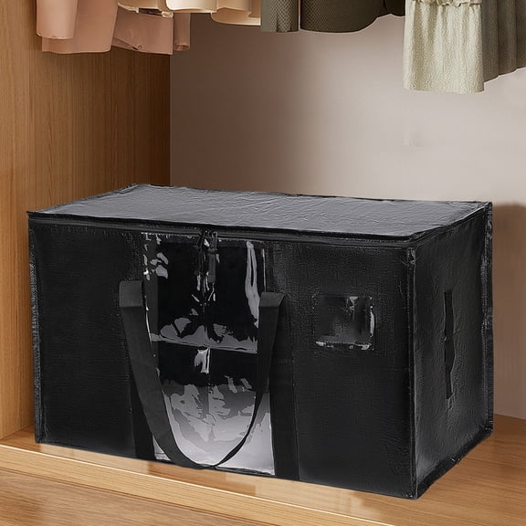 Gnmfd Large Capacity PE Woven Moving Organizer Bag with Thick Handles, Foldable Clothes Storage Tote, Vacuum Storage Bags, Under Bed Storage for Quilts Pillows Laundry