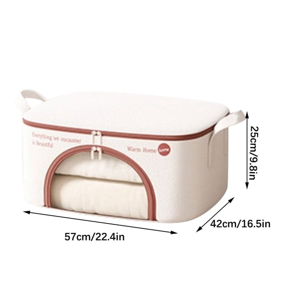 Gnmfd Large Capacity Storage Bag with Zipper Closure, Foldable Cotton Linen Organizer for Quilts, Bedding, Clothes, Christmas Decorations, Dorm Room, Closet Organizers and Storage, Under Bed Storage