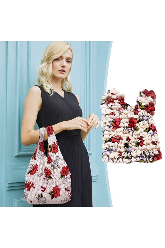 Large Multipurpose Pleated Tote Shopping Bag, Foldable Reusable Grocery Bag with High Load Design, Under Bed Storage and Toy Organizers and Storage for Market Beach Travel Essentials