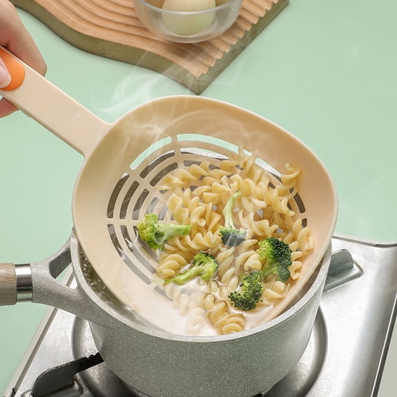 Gnmfd Large Rectangular Strainer Spoon for Kitchen Restaurant, High Temperature Nylon Frying Mesh Skimmer with Comfortable Handle, Quick Drain Colander for Cooking Blanching Vegetables 14"