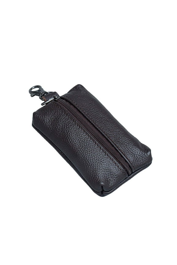 Leather Key Case Wallet Pouch with Zipper Keychain Holder, Compact Key Organizer for Car Home Office Travel Christmas Gifts for Men Women Storage Accessories