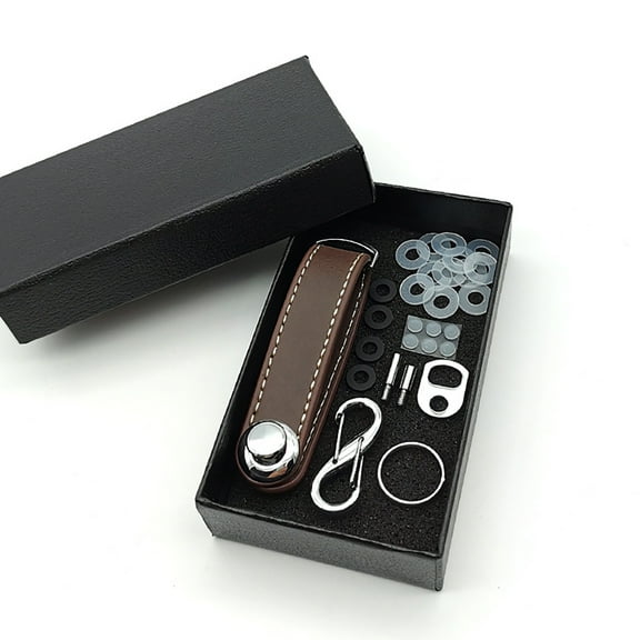 Gnmfd Leather Key Organizer Keychain for Men Women, Compact Slim Key Holder with Quiet Secure Lock, Protects Keys from Scratches, Easy Access Key Storage for Travel Home Office