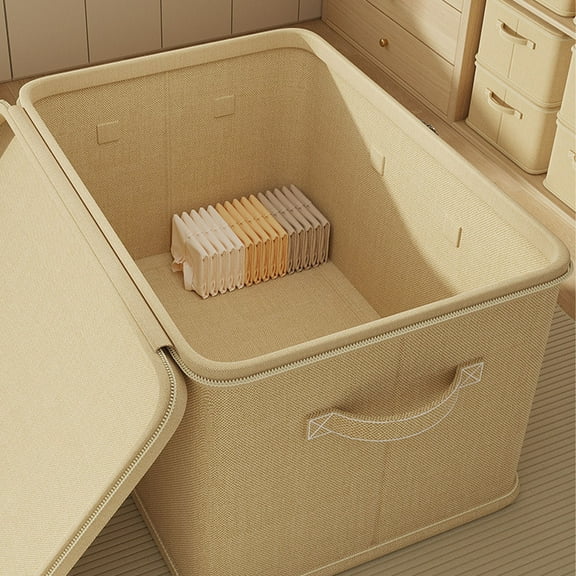 Gnmfd Locking Layered Storage Box with Handles, Large Clothes Quilt Pants Organizer, Foldable Home Closet Storage Container for Bedding Moving Dorm Storage Cabinet and Storage Bins