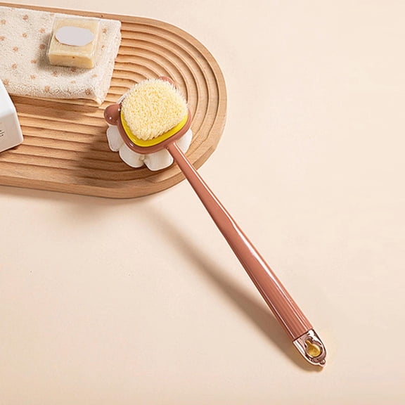 Gnmfd Long Handle Double-sided Bath Scrub Brush, Soft Bristle Shower Tool for Back and Body Cleaning, Gentle Non-Scratch Decontamination for Shower, Bathtub, Bathroom, Spa and Home Use