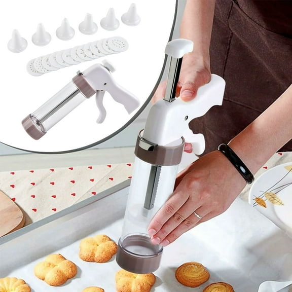 Gnmfd Manual Extruder Embossing Baking Tool with 10 Molds, Cookie Pastry Maker for Cake Decoration Chocolate Flowers, Easy Clean Kitchen Helper