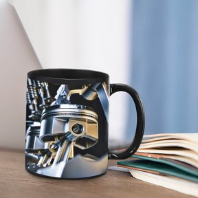 Gnmfd Mechanic Engine Coffee Mug, Real Pistons Car-Themed Ceramic Mug for Auto Mechanics Car Lovers Vintage Engine Gift for Birthday Christmas Holidays Daily Use