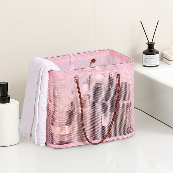 Gnmfd Mesh Wash Bag Portable Storage Organizer Hand Carry Bath Beach Toy Toiletries Bag for Travel Gym Pool Camping Multi-Purpose Storage Shelf Storage Rack Storage Container Storage Box