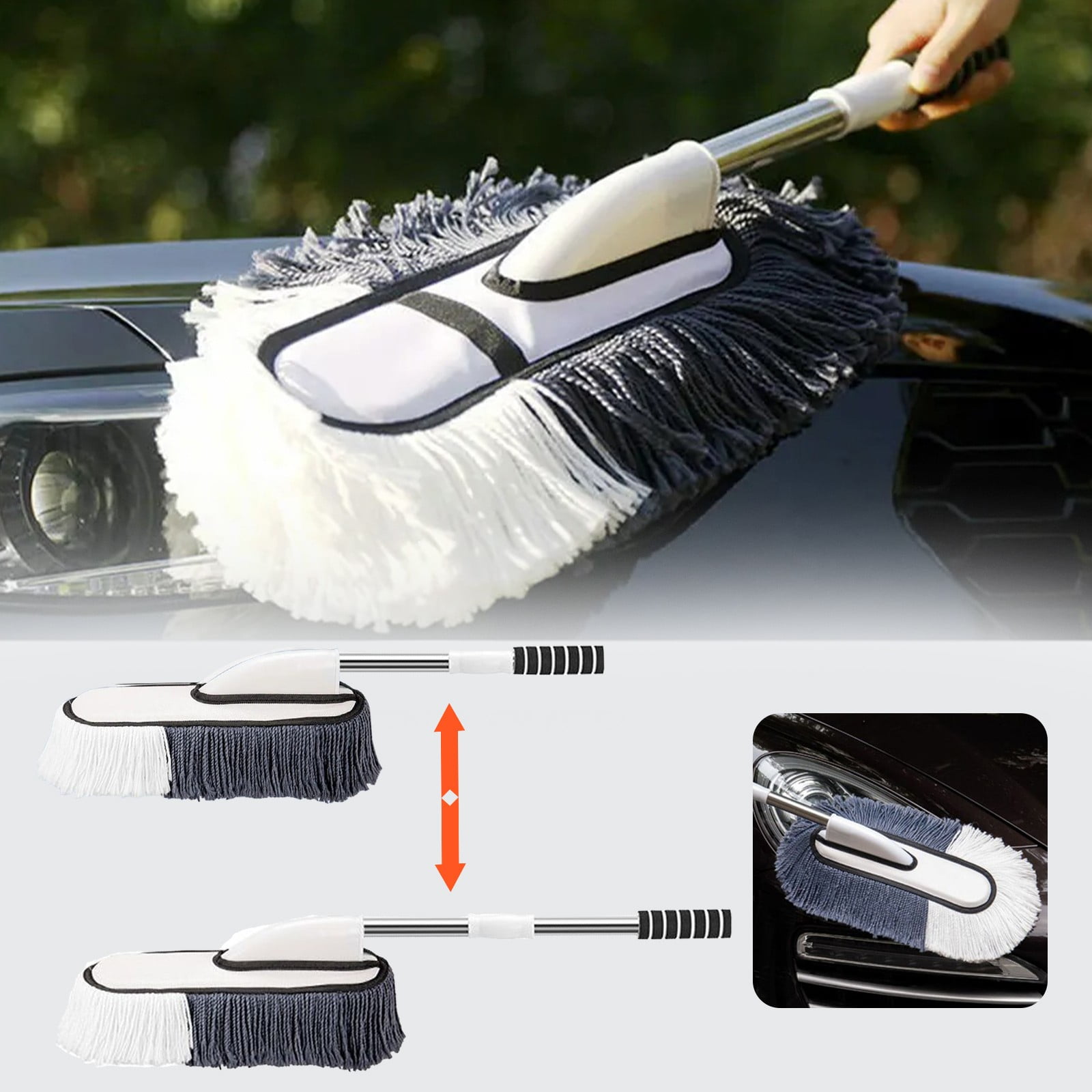 Gnmfd Microfiber Car Cleaning Brush Set Telescopic Long Handle Removal