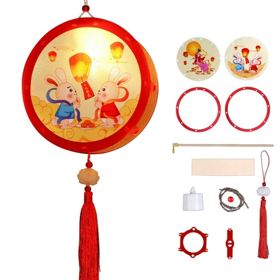 Gnmfd Mid-Festival DIY Portable Lantern Luminous Handcrafted Chinese Lantern Decoration Kit for New Year Christmas Weddings Birthday Party Outdoor Classroom Festival Decor