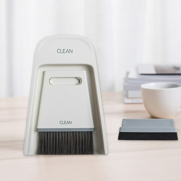 Gnmfd Mini Cleaning Brush and Dustpan Set for Desktop Kitchen, Wet Dry Use, Compact Storage, Efficient Countertop Cleaning, Soft Hard Bristle Multi-Surface Use