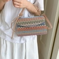 thumbnail image 1 of Gnmfd Mini Straw Woven Crossbody Bag for Women, Lightweight Shoulder Handbag with Contrast Stripes, Compact Storage Organizer for Phone Wallet Keys, Daily Travel, Summer Fashion Essentials, 1 of 6