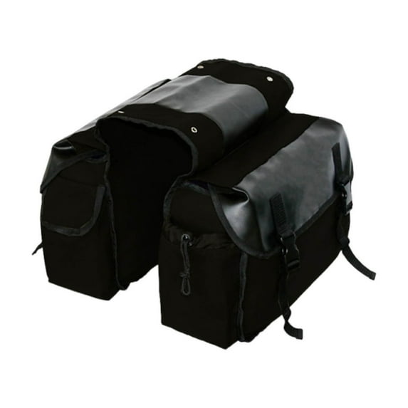 Gnmfd Motorcycle Saddle Bags with Leather Decoration, Durable Canvas Side Bags, Multi-Pocket Luggage Storage for Cycling, Motorcycle Riding, Tools, and Everyday Essentials