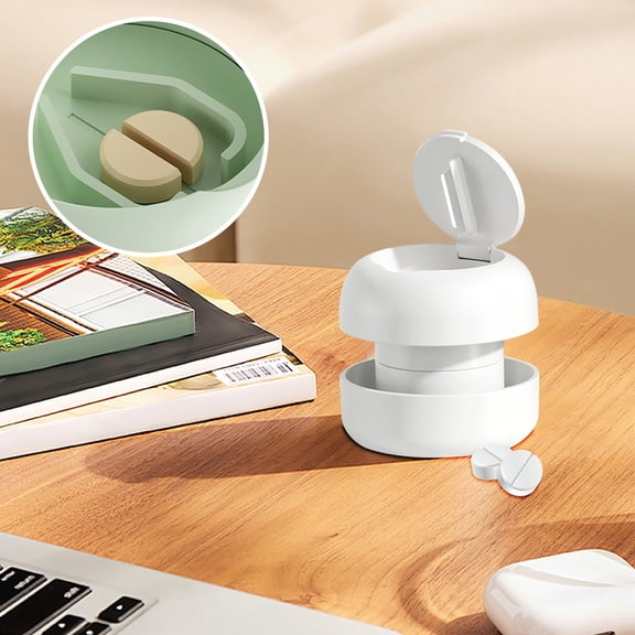 Gnmfd Multi-Functional Tablet Grinder and Cutter, Portable Medicine Powder Grinder with Storage Compartments, Efficient Pill Crusher for Travel Home Daily Use, Safe Medication Organizer for Adults