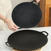 Gnmfd Multi-Griddle BBQ Pan, Nonstick Stone Texture Iron Skillet for Family Cooking Indoor Outdoor, Even Heat Distribution Grill Hot Plate for Pancakes Pizza Eggs Meat Meals