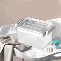 Gnmfd Multi-Layer Medication Organizer Box, Transparent Visual Drug Storage, Spring Lock Closure, Hidden Handle for Portability, Bathroom Storage Cabinet, Storage Bins with Lids, Household Organizer