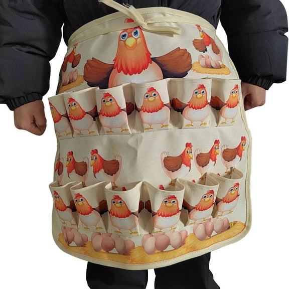 Gnmfd Multi Pocket Egg Collecting Apron Canvas Storage Organizer 12 Pockets for Farm Home Gardening Harvesting Eggs Fruit Carrying Outdoor Use