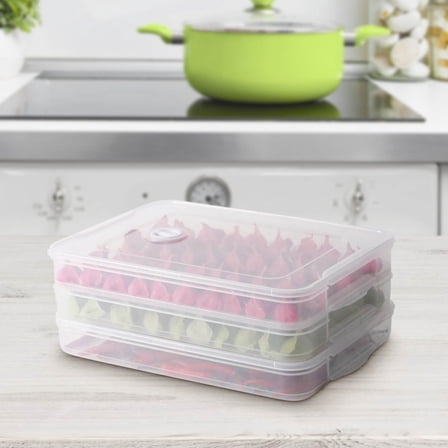 Gnmfd Multi-layer Food Storage Box Refrigerator Organizer for Kitchen Countertop Organizers and Storage, Transparent Freezer Box for Meal Prep Pantry Organization Holiday Cooking