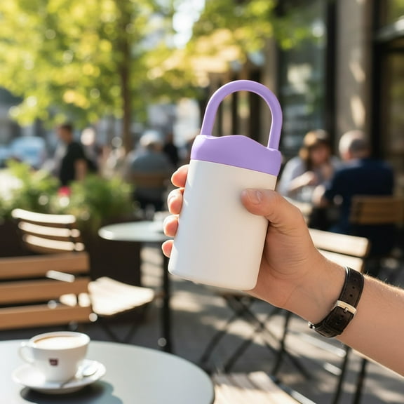 Gnmfd Multicolor Glass Portable Water Cup 480ml, Leak-Proof Travel Tumbler with Handle Mobile Phone Holder Feature for Picnic Gym Office, Holiday Gift Cup