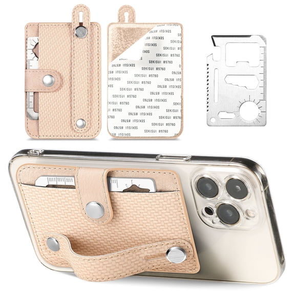 Gnmfd Multifunctional Adhesive Phone Wallet, Stick-On Card Holder, Portable Mobile Phone Card Case with Zipper for Cash, Keys, Coins, Magnetic Phone Stand, Great Gift for Father’s Day and Birthdays