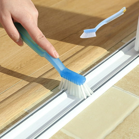 Gnmfd Multifunctional Cleaning Brush with Hair Tweezers 2-in-1 Tile and Grout Scrubber, Stiff Resilient Bristles for Kitchen Bathroom Bathtub Cleaning, Hanging for Easy Drying