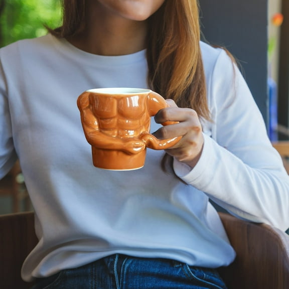 Gnmfd Muscle Ceramic Coffee Mug Large Capacity Water Cup, Dishwasher Microwave Safe, Unique Gift Mug for Office Home Coffee Tea Lover Holiday Present