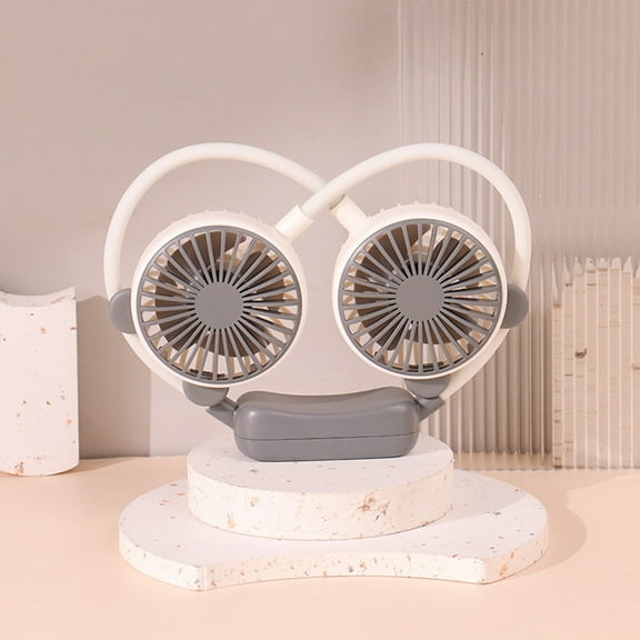 Gnmfd Neck Hanging Fan Portable USB Rechargeable Personal Mini Fan 360° Rotation Dual Head Quiet Lightweight Hands Free Fan for Travel Office Room Outdoor Sports Cooling