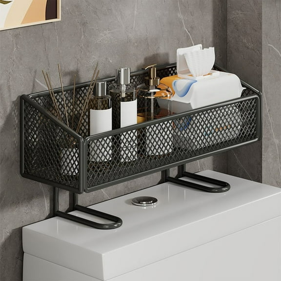 Gnmfd No-Drill Toilet Shelf, Bathroom Storage Rack, Open Style Above Toilet Storage, Sturdy Iron Build, Punch-Free Setup, Space-Efficient Organizer for Toiletries and Bathroom Essentials
