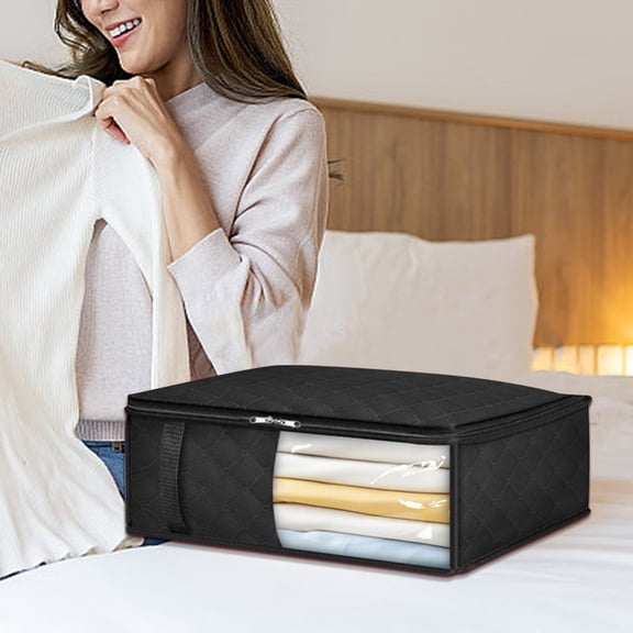 Gnmfd Non Woven Quilt Storage Bag with Visual Window, Waterproof and Moisture-Proof Clothes Organizer, Durable Home Storage Solution for Blankets, Bedding, Seasonal Clothing, Closet Organization