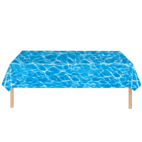 Gnmfd Ocean Tablecloth Disposable Plastic Table Cover for Beach Party Pool Wedding Birthday Decorations Water Resistant Blue Party Table Decor Blanket Storage 54"x108"