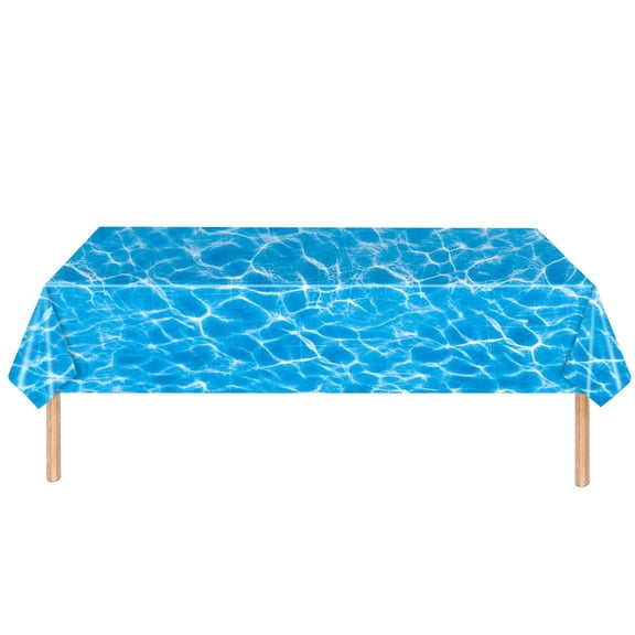 Gnmfd Ocean Tablecloth Disposable Plastic Table Cover for Beach Party Pool Wedding Birthday Decorations Water Resistant Blue Party Table Decor Blanket Storage 54"x108"