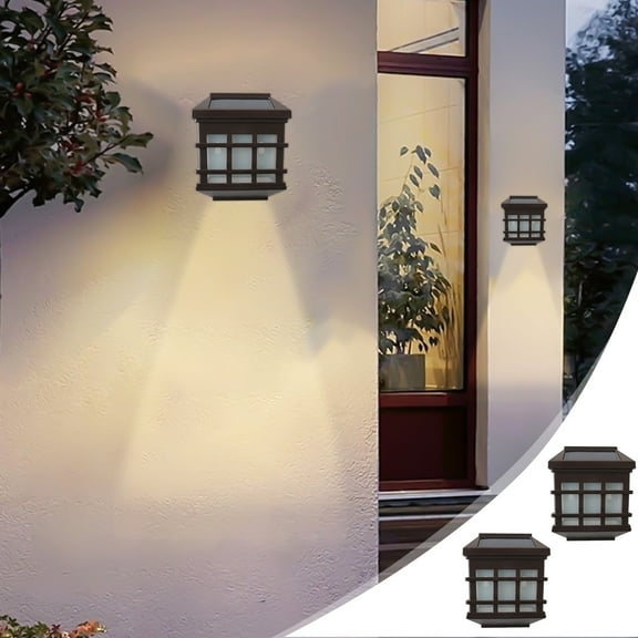 Gnmfd Outdoor Solar Lights, Retro Wall Mounted Landscape Spotlights with Dual Warm White and White Light, Solar Powered Garden Yard Lighting for Pathway, Garage, Balcony, IP65 Waterproof