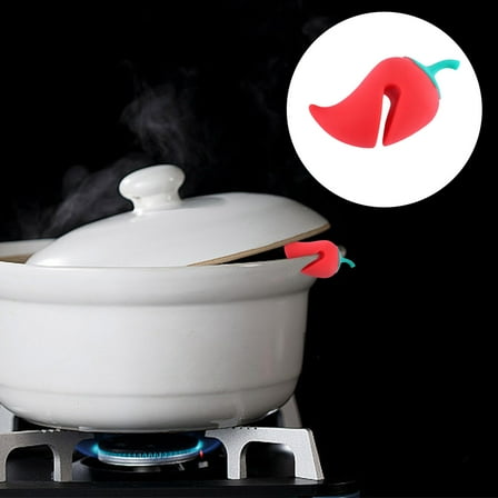 Gnmfd Pepper Shaped Pot Lid Lifter Silicone Heat Resistant Steam Vent Stopper, Cute Chili Design Pot Lid Holder to Prevent Boil Over, Kitchen Cooking Tool Accessory for Home Use