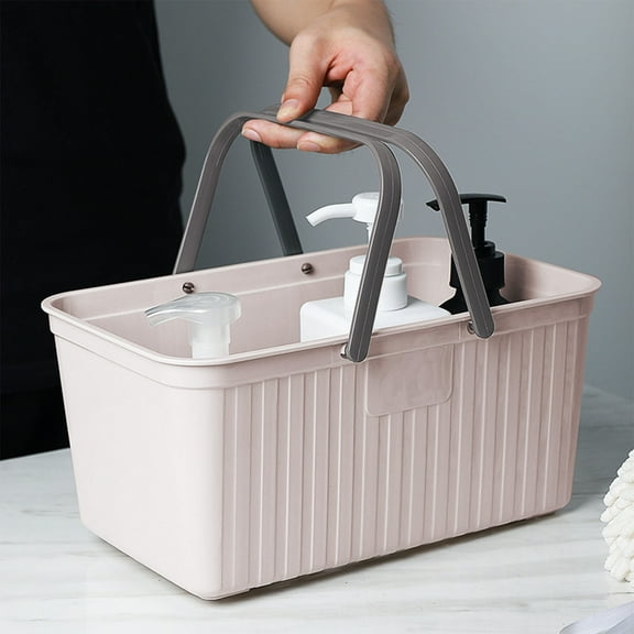 Gnmfd Portable Bath Basket Toiletry Storage Basket with Handles for Bathroom Kitchen Living Room Organization Draining Storage Rack Storage Bin Storage Shelf for Home Travel Outdoor Use