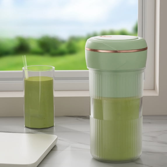 Gnmfd Portable Fruit Juicer Cup USB Rechargeable 450ml Smoothies Juices Baby Food, 6 Stainless Steel Blades Efficient Mixing, Lightweight Travel Blender for Home Kitchen