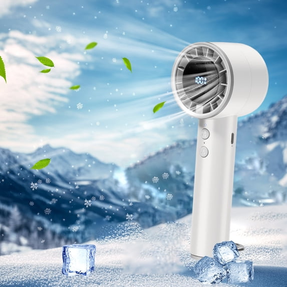 Gnmfd Portable Handheld Fan With Colorful LED Lights USB Rechargeable Refrigeration Conditioner Multi-Speed Airflow for Travel Home Office Bedroom, Night Lights Plug Into Wall, Desk Fan Decor
