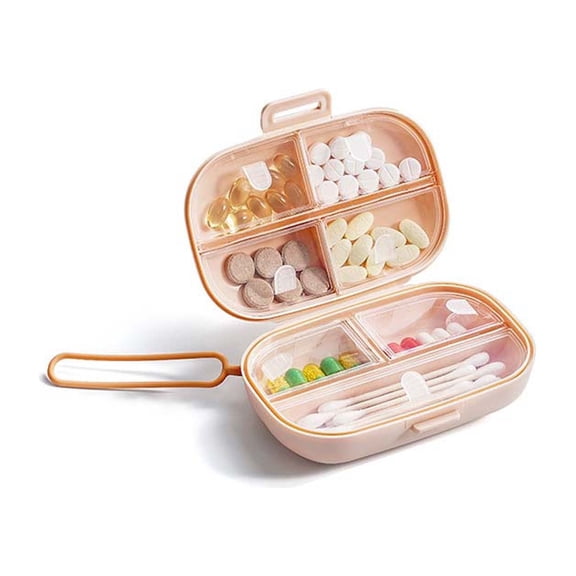 Gnmfd Portable Mini Tablet Dispensing Box Medicine Storage Organizer with Compartments, Multi-Purpose Pill Box for Vitamins Supplements Daily Use Travel Office Home Health Essentials