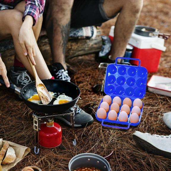 Gnmfd Portable Outdoor 12-Eggs Carrier Container Foldable Egg Storage Box with Handle for Camping Hiking Travel Kitchen Food Storage Organization Storage Bins with Lids