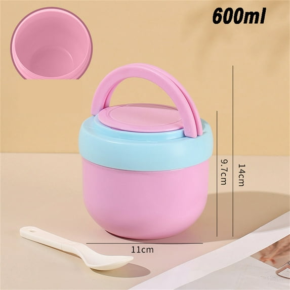 Gnmfd Portable Soup Cup with Spoon, Mini Takeaway Milk Cereal Bowl, Leak Proof Food Container for Office Home Travel Outdoor Picnic Use