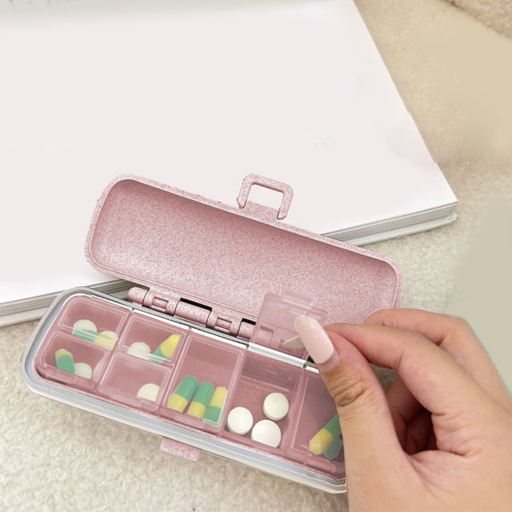 Gnmfd Portable VC Storage Box, Large Capacity Vitamin Organizer with 6 Compartments, Compact and Practical for Travel, Fitness, and Supplement Storage, Easy-to-Use Daily Vitamin Dispenser