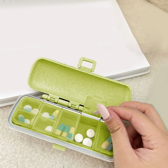 Gnmfd Portable VC Storage Box, Large Capacity Vitamin Organizer with 6 Compartments, Compact and Practical for Travel, Fitness, and Supplement Storage, Easy-to-Use Daily Vitamin Dispenser