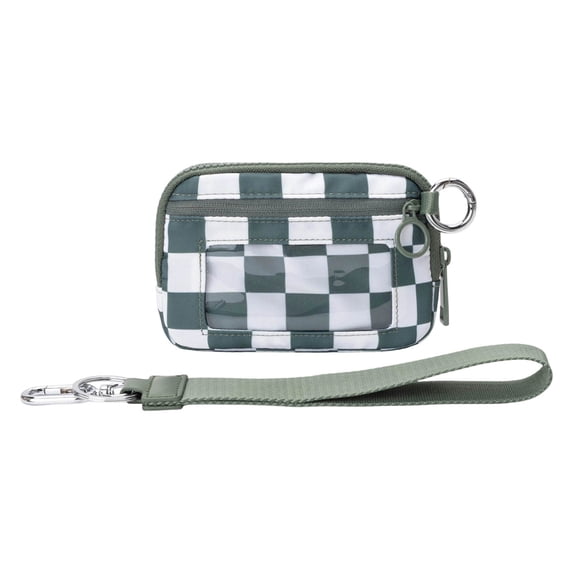 Gnmfd Portable Waterproof Wristlet Pouch with Clear Card Slot Plaid Pattern for Daily Commutes Travel Outdoor Activities, Fashionable Small Purse Organizer, Closet Organizers and Storage